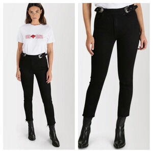 GRLFRND Black High Rise Zoey Western Skinny Straight leg Jeans Size 25